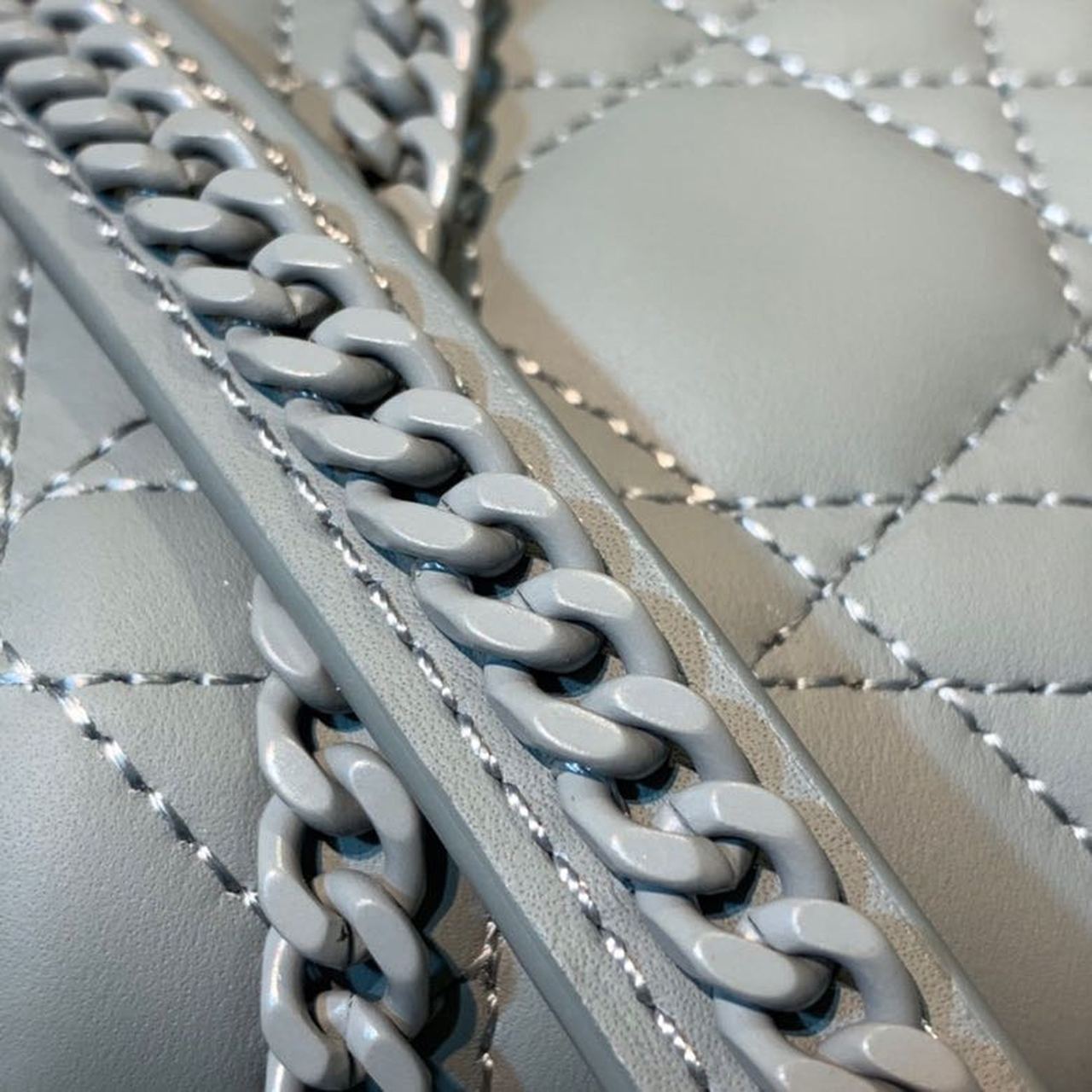 Top Quality Mini Lady Bag with Chain Matte Hardware Spring/Summer Collection, Pewter Blue, For Women Womens Handbags, 18cm CD
