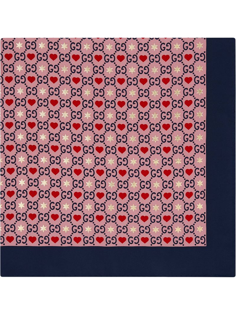 Gucci - heart-print scarf - women - Silk - One Size - PINK