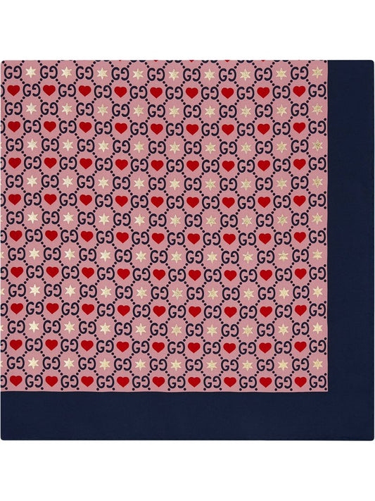 Gucci - heart-print scarf - women - Silk - One Size - PINK