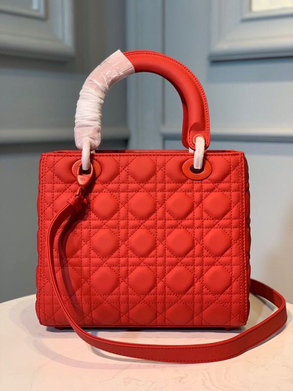 Top Quality MeTop Qualityum Lady Bag Matte Hardware Red Ultramatte For Women 9.5in/24cm CD