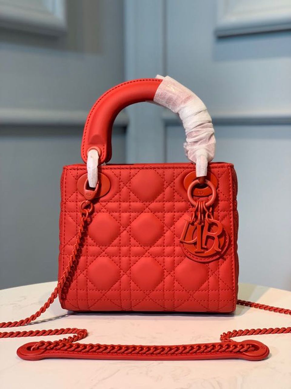 Top Quality Mini Lady Bag with Chain Matte Hardware Spring/Summer Collection, Red , For Women Womens Handbags, 18cm CD