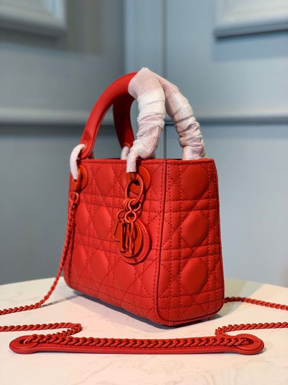 Top Quality Mini Lady Bag with Chain Matte Hardware Spring/Summer Collection, Red , For Women Womens Handbags, 18cm CD