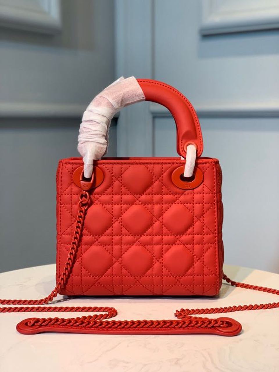 Top Quality Mini Lady Bag with Chain Matte Hardware Spring/Summer Collection, Red , For Women Womens Handbags, 18cm CD