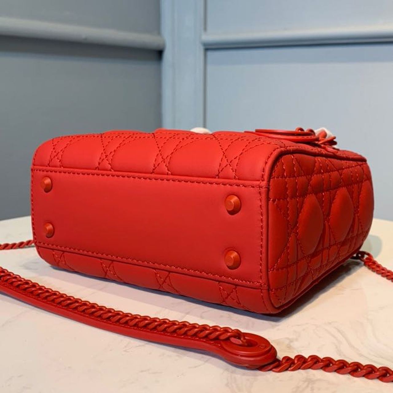 Top Quality Mini Lady Bag with Chain Matte Hardware Spring/Summer Collection, Red , For Women Womens Handbags, 18cm CD