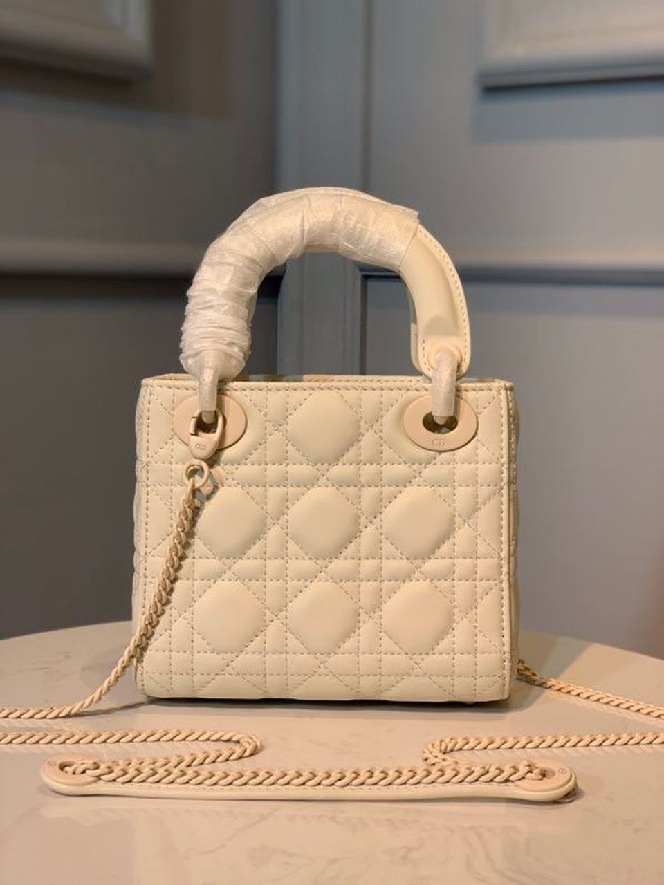 Top Quality Mini Lady Bag Ivory For Women 6.5in/17cm CD M0505SLOI