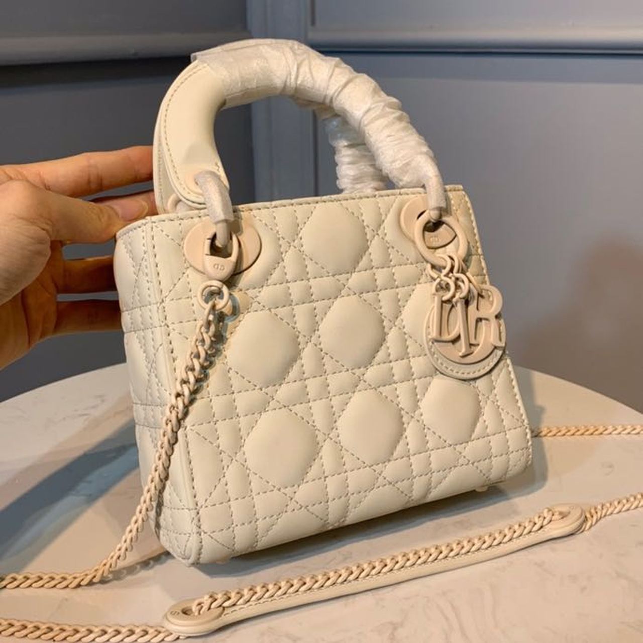 Top Quality Mini Lady Bag Ivory For Women 6.5in/17cm CD M0505SLOI
