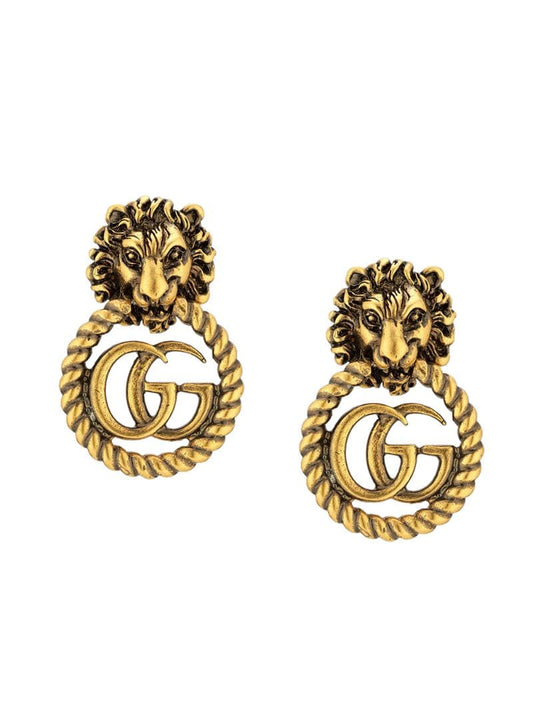 Gucci - Lion Head earrings - women - metal - One Size - GOLD