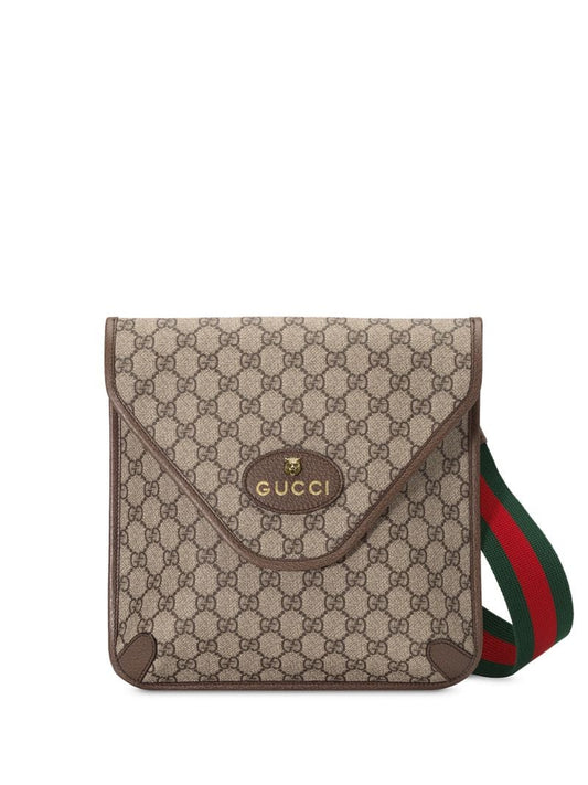 Gucci - Neo   GG medium messenger bag - men - Leather/Canvas/Cotton/metal - One Size - NEUTRALS