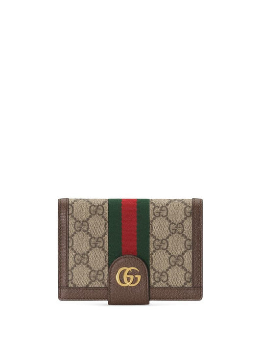 Gucci - monogram print passport case - women - Leather/Canvas - One Size - NEUTRALS