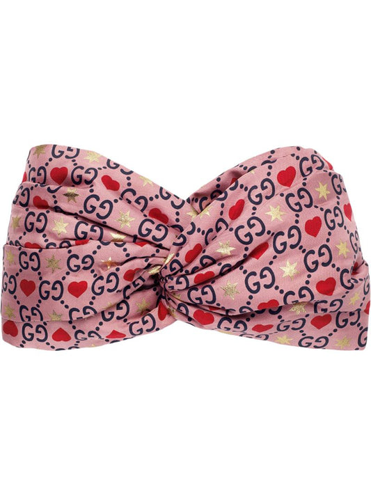 Gucci - hearts and stars print headband - women - Silk/Polyamide - M - PINK