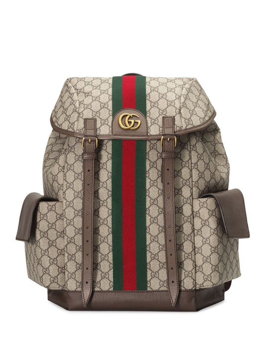 Gucci - monogram pattern backpack - men - Cotton/Leather/Nylon/Canvas - One Size - NEUTRALS