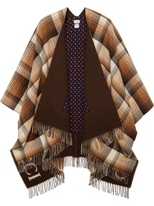 Gucci - reversible GG fringed poncho - men - Wool - One Size - Red