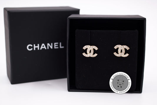 Chanel A Y Gold Metal S Earrings Ghw