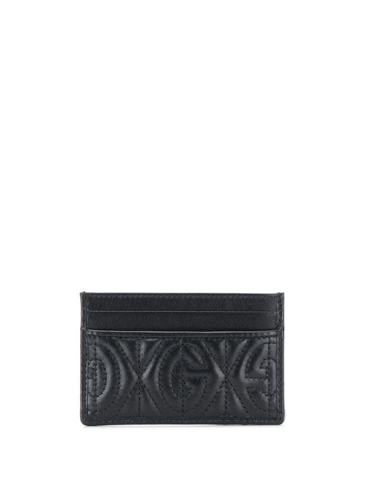 Gucci - monogram detail cardholder - unisex - Calf Leather - One Size - Black