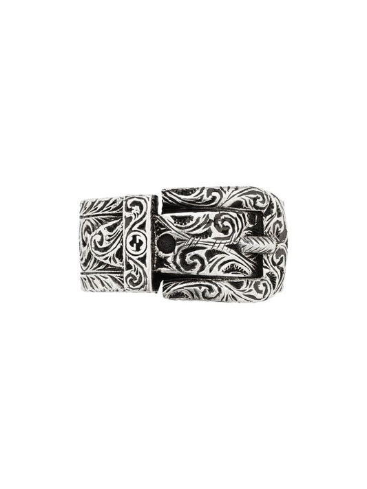 Gucci - buckle detail monogram ring - men - Sterling Silver - 50, 51, 52, 53, 54, 55, 56, 57, 58, 59, 60, 61, 62, 63, 64, 65 - SILVER