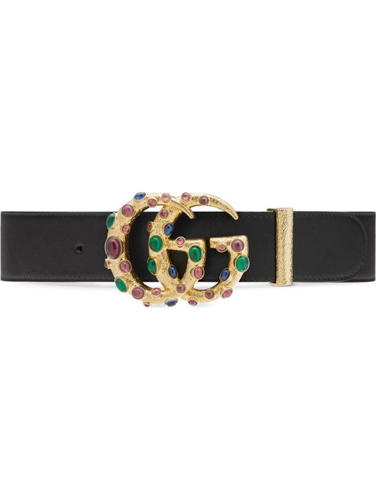 Gucci - embellished GG buckle belt - women - Leather - 70, 75, 80, 85, 90, 95 - Black