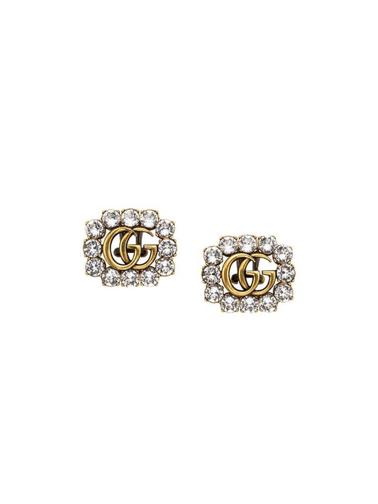 Gucci - embellished Double G earrings - women - Crystal/Gold Plated Metal - One Size - GOLD