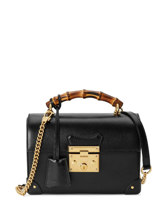 Gucci - small Padlock shoulder bag - women - Bamboo/Leather/metal/Microfibre - One Size - Black