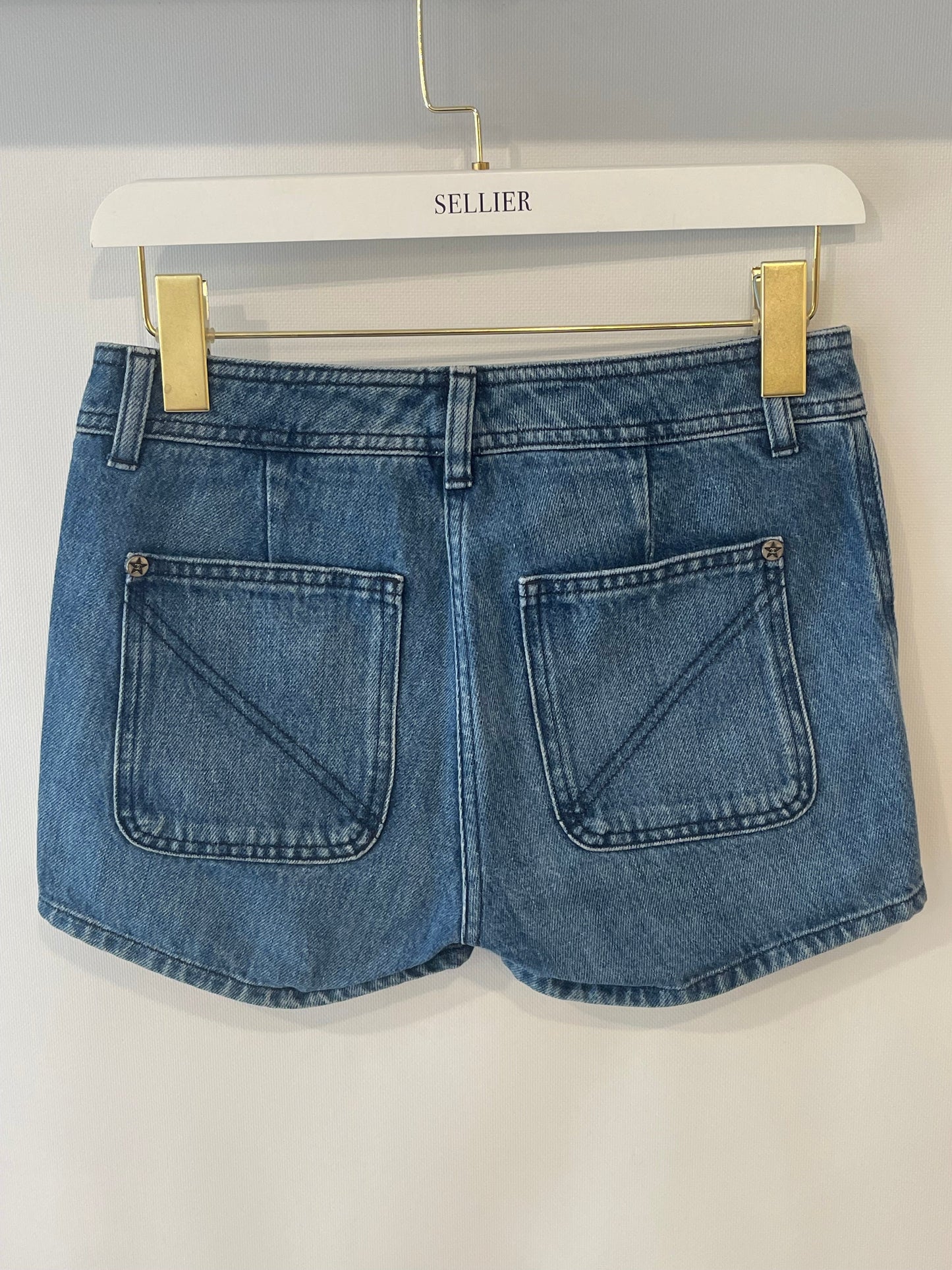 Chanel Paris-Dallas Blue Denim Mini Shorts with CC Logo Buttons Size FR 34 (UK 6)