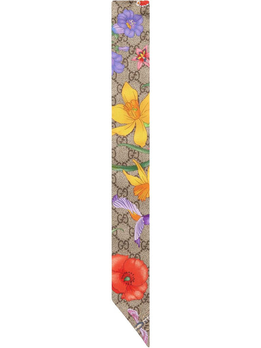 Gucci - Flora pattern scarf - women - Silk - One Size - Brown