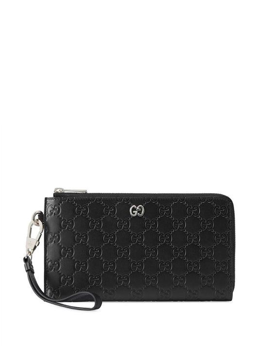 Gucci - monogram wallet pouch - men - Leather/metal - One Size - Black