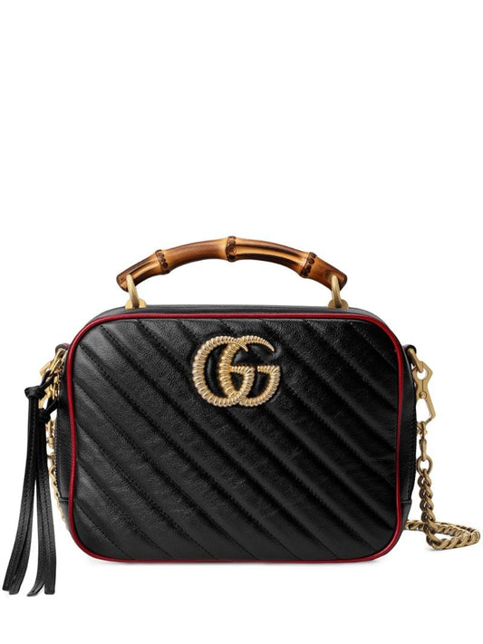 Gucci - bamboo handle Marmont shoulder bag - women - Bamboo/Leather - One Size - Black