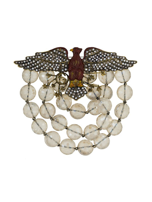 Gucci - crystal-embellished eagle brooch - women - Glass Fiber/Crystal/Brass/glass - One Size - GOLD