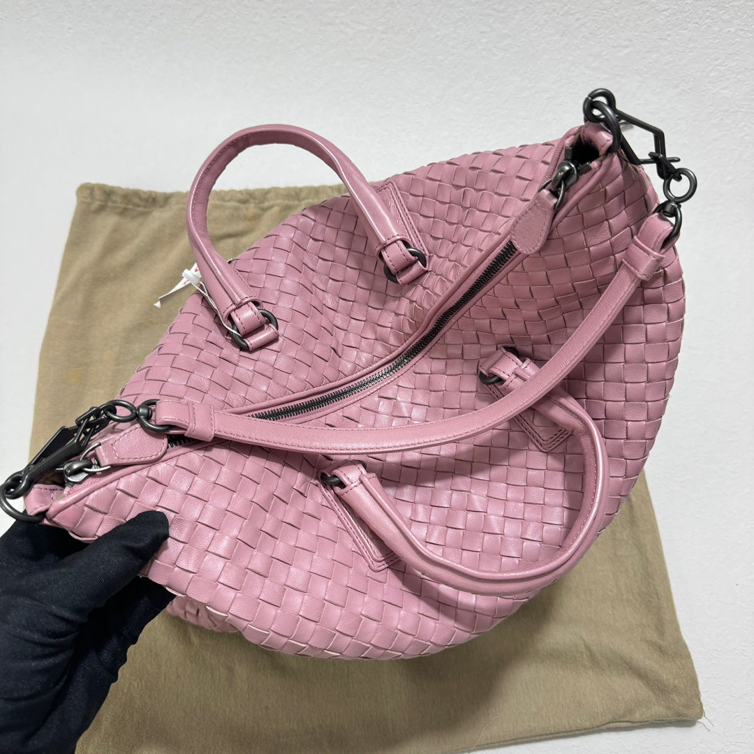 Bottega Veneta Medium Convertible Tote Bag Hobo Cherry Pink Leather Two-way Carry 40cm