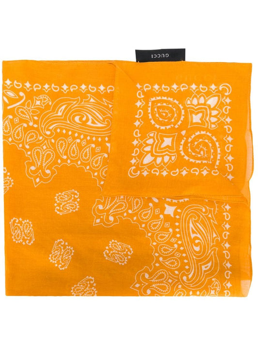 Gucci - bandana printed neckscarf - women - Cotton - One Size - ORANGE