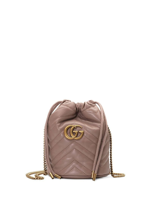 Gucci - GG Marmont mini bucket bag - women - Leather/Polyester/metal/Microfibre - One Size - Brown
