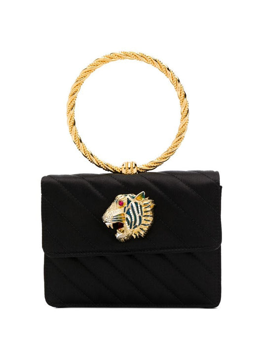 Gucci - Rajah hoop detail tote bag - women - Vinyl - One Size - Black