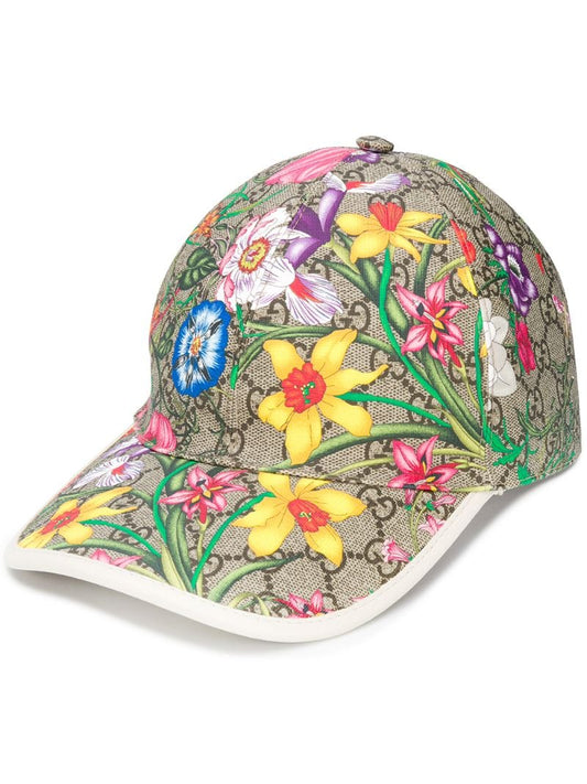 Gucci - GG Flora baseball cap - women - Cotton/Linen/Flax/LeatherPolyester - L - Brown