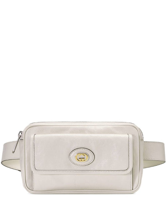 Gucci - GG logo belt bag - women - Cotton/Leather/Gold Plated Metal - 95 - White