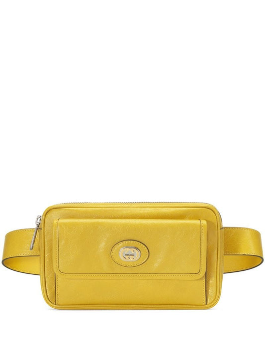 Gucci - GG logo belt bag - men - Cotton/Leather/Gold Plated Metal - 95 - yellow