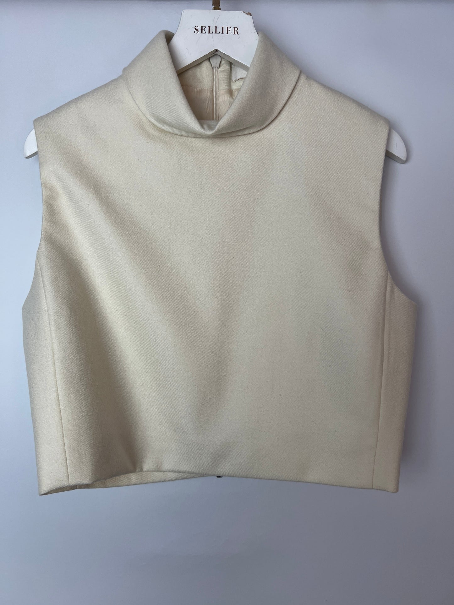 Celine Cream Cropped Cashmere High-Neck Top Size FR 36 (UK 8)