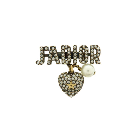 Christian Dior J'Adior Metal Rhinestone Ring Size S Gold