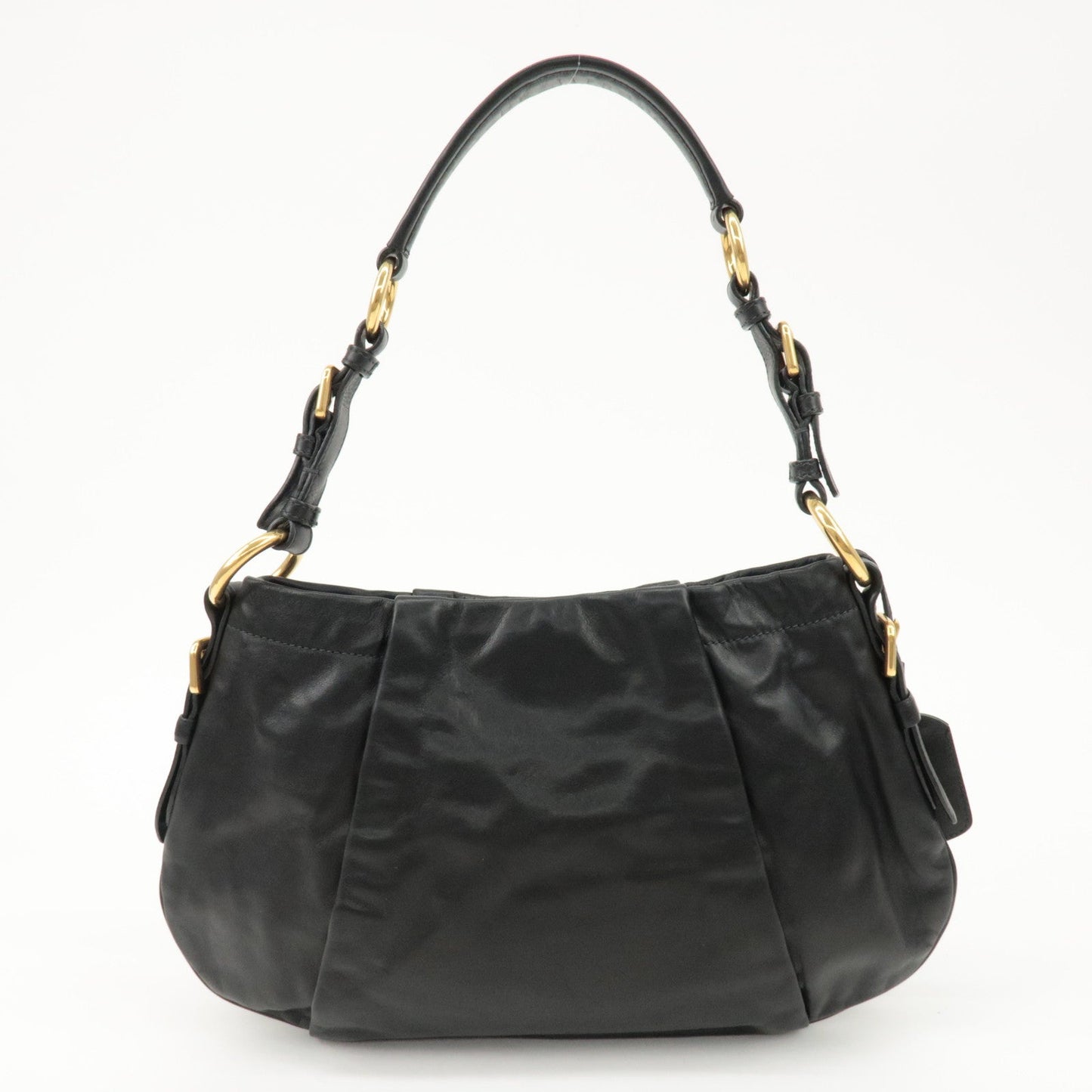 PRADA Logo Leather Shoulder Bag Hand Bag Black BR4930  d