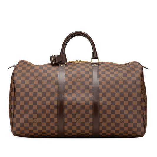 Brown Louis Vuitton Damier Ebene Keepall 50 Travel Bag