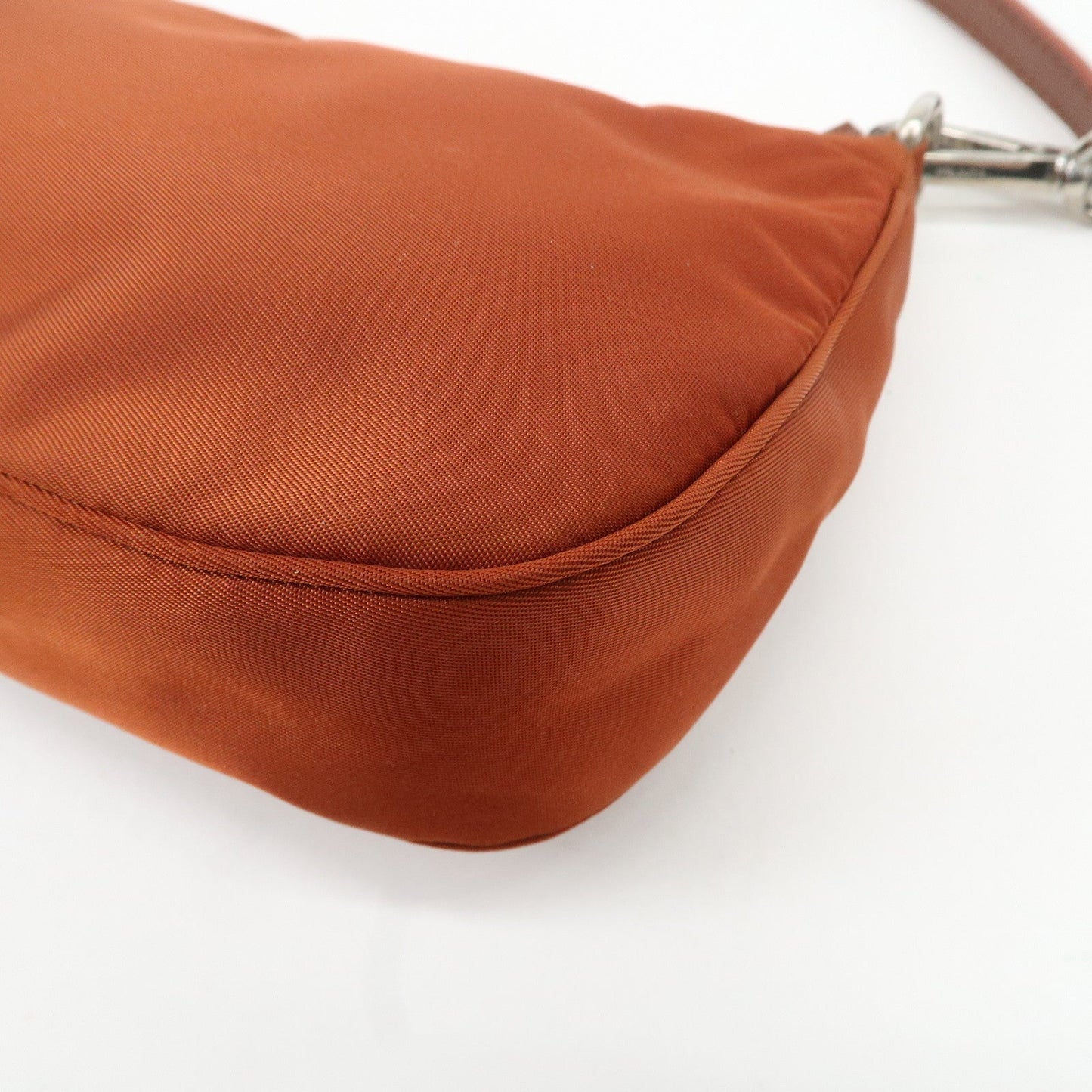 PRADA Logo Nylon Leather Shoulder Bag Hand Bag Pouch Brown  d