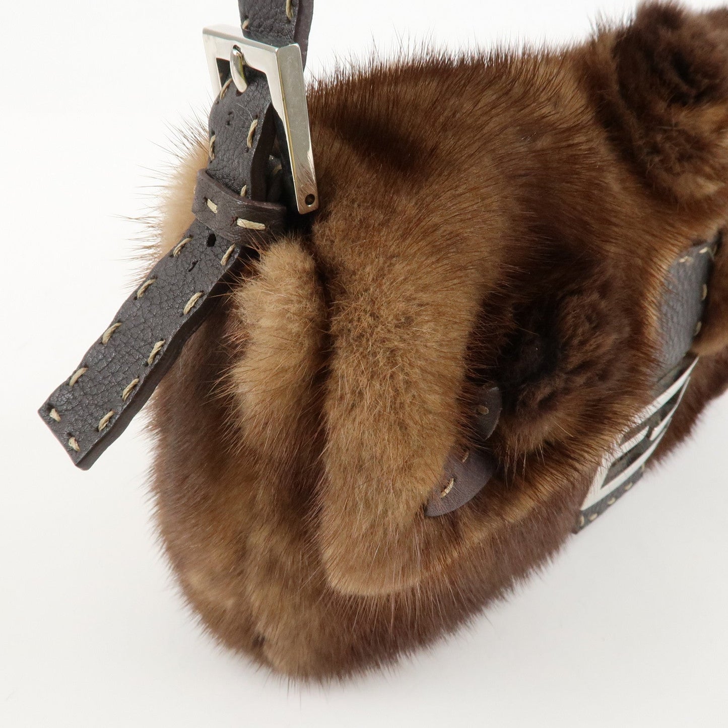 FENDI Mamma Baguette Selleria Mink Leather Shoulder Bag 8BR101  d