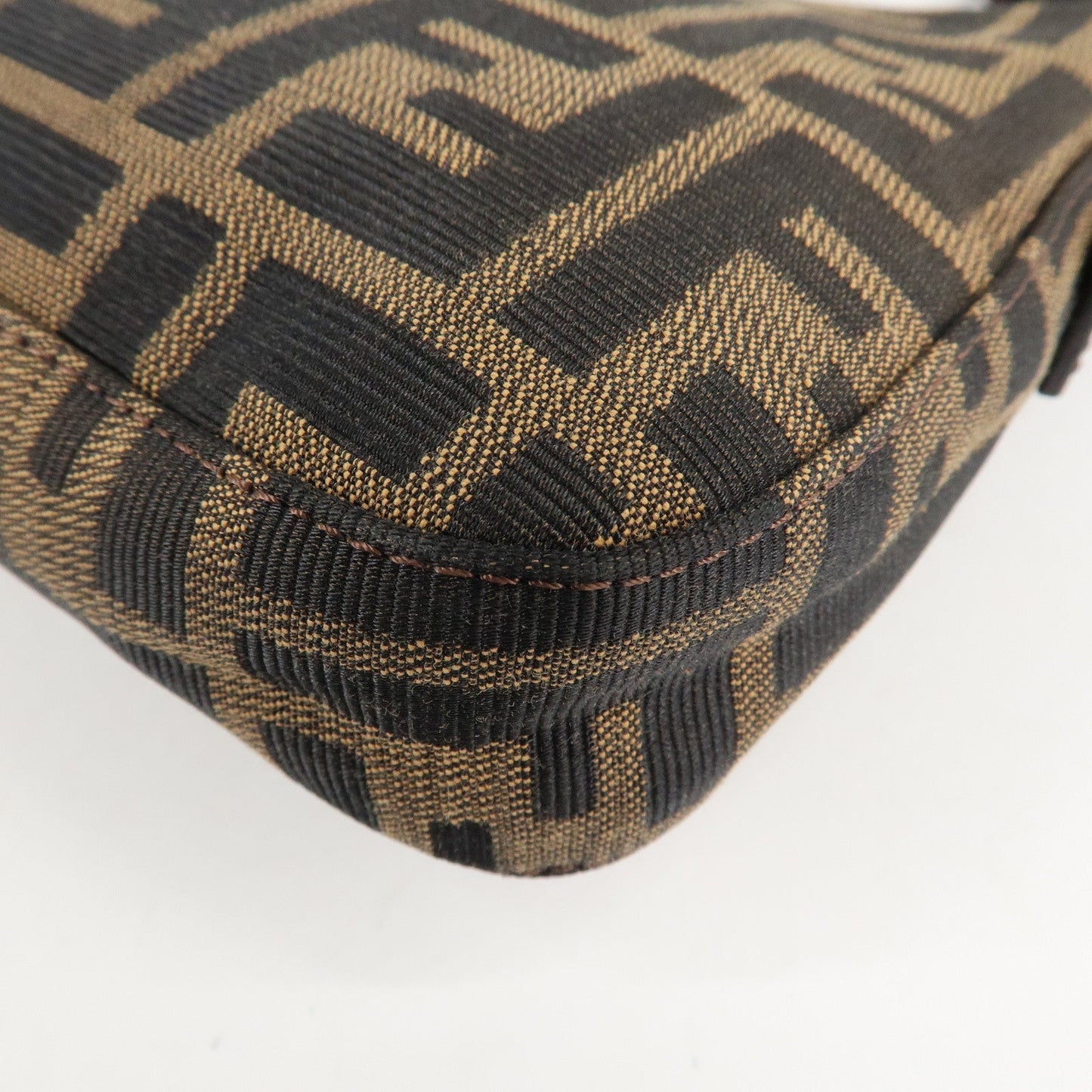 FENDI Mamma Baguette Zucca Canvas Shoulder Bag Brown Black 26424  d