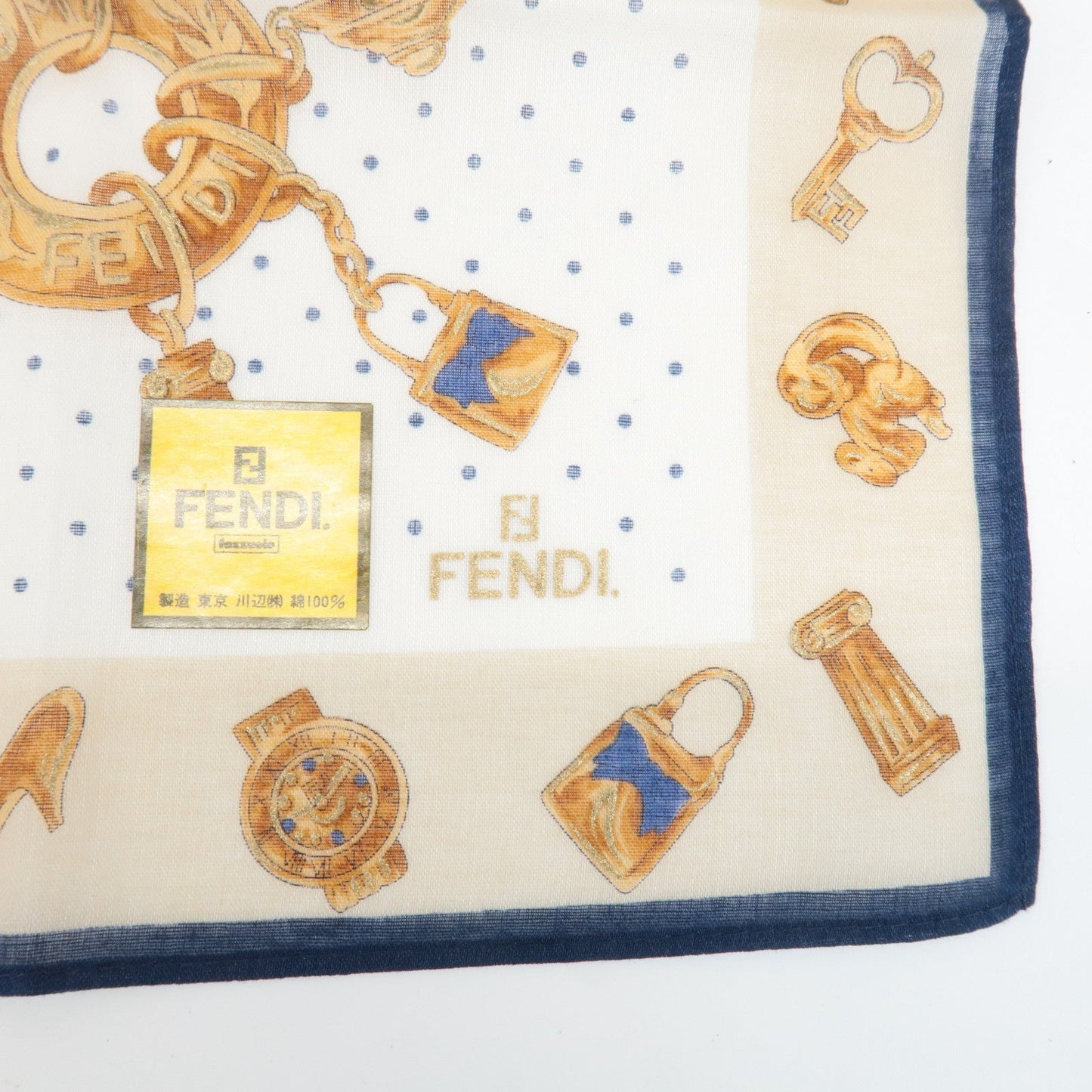 FENDI Set of 5 Cotton 100% Handkerchief Pink Navy Red White  d
