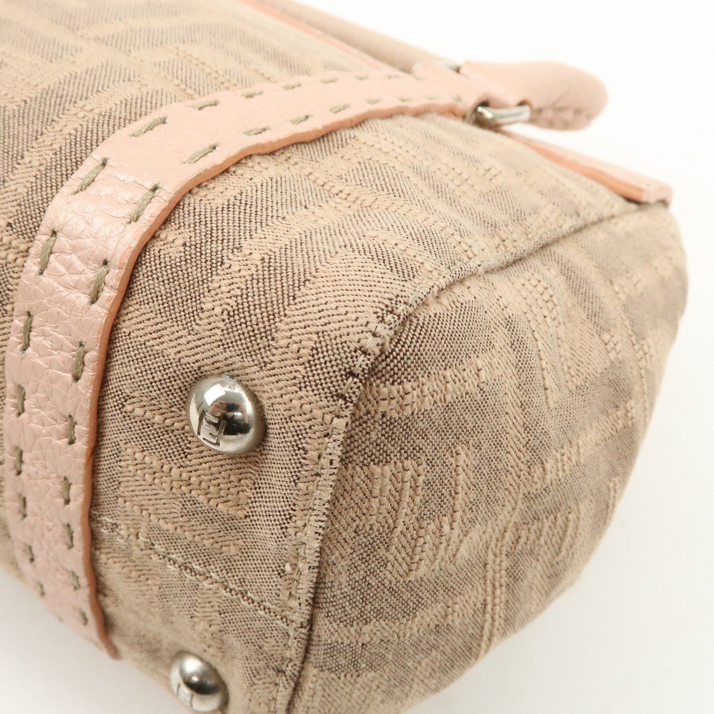 FENDI Zucca Selleria Leather Mini Linda Hand Bag Pink 8BR486  d