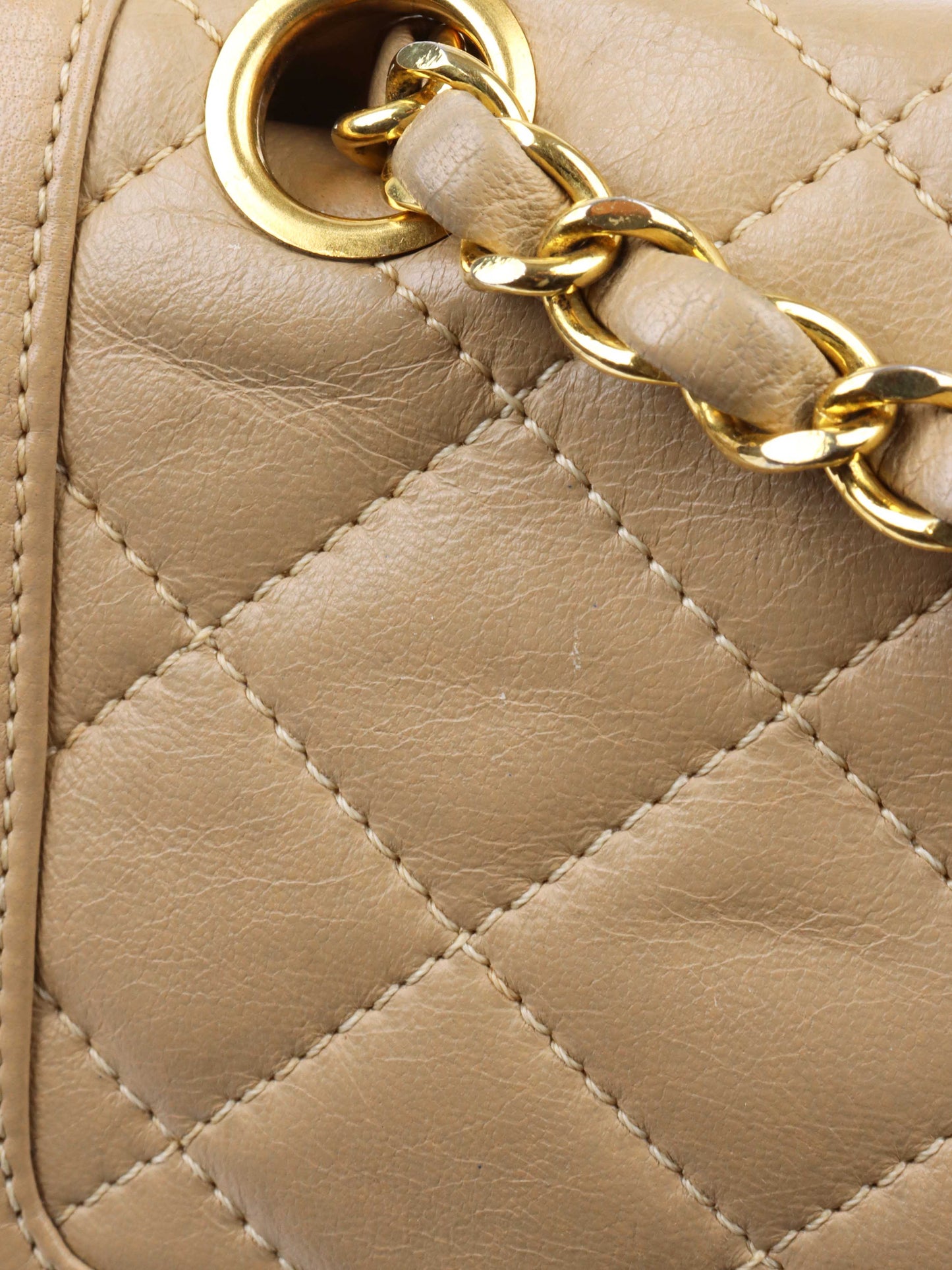 Chanel   Two Toned Beige Flap Bag.