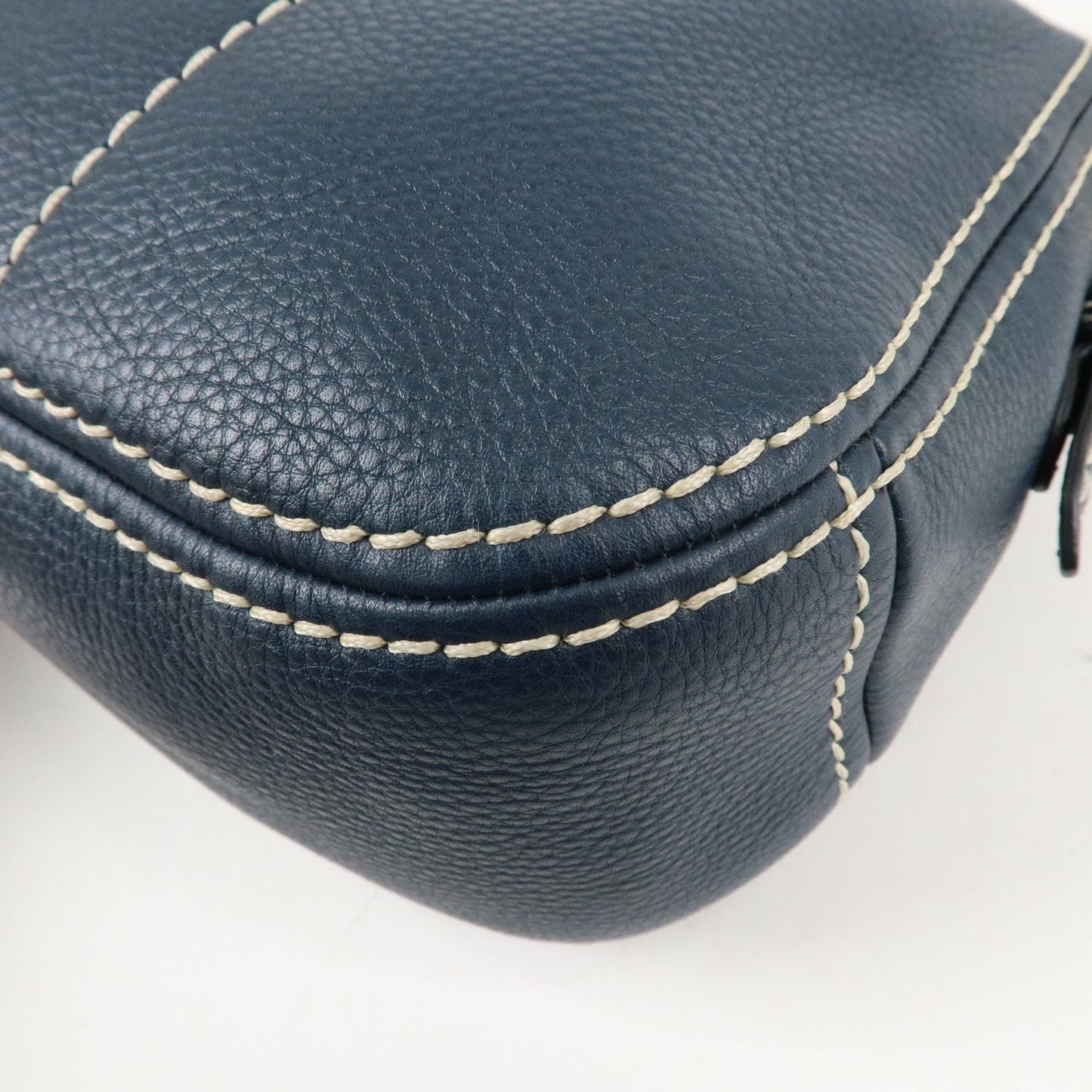 PRADA Soft Calf Leather Shoulder Bag Hand Bag Blue BR4690  d