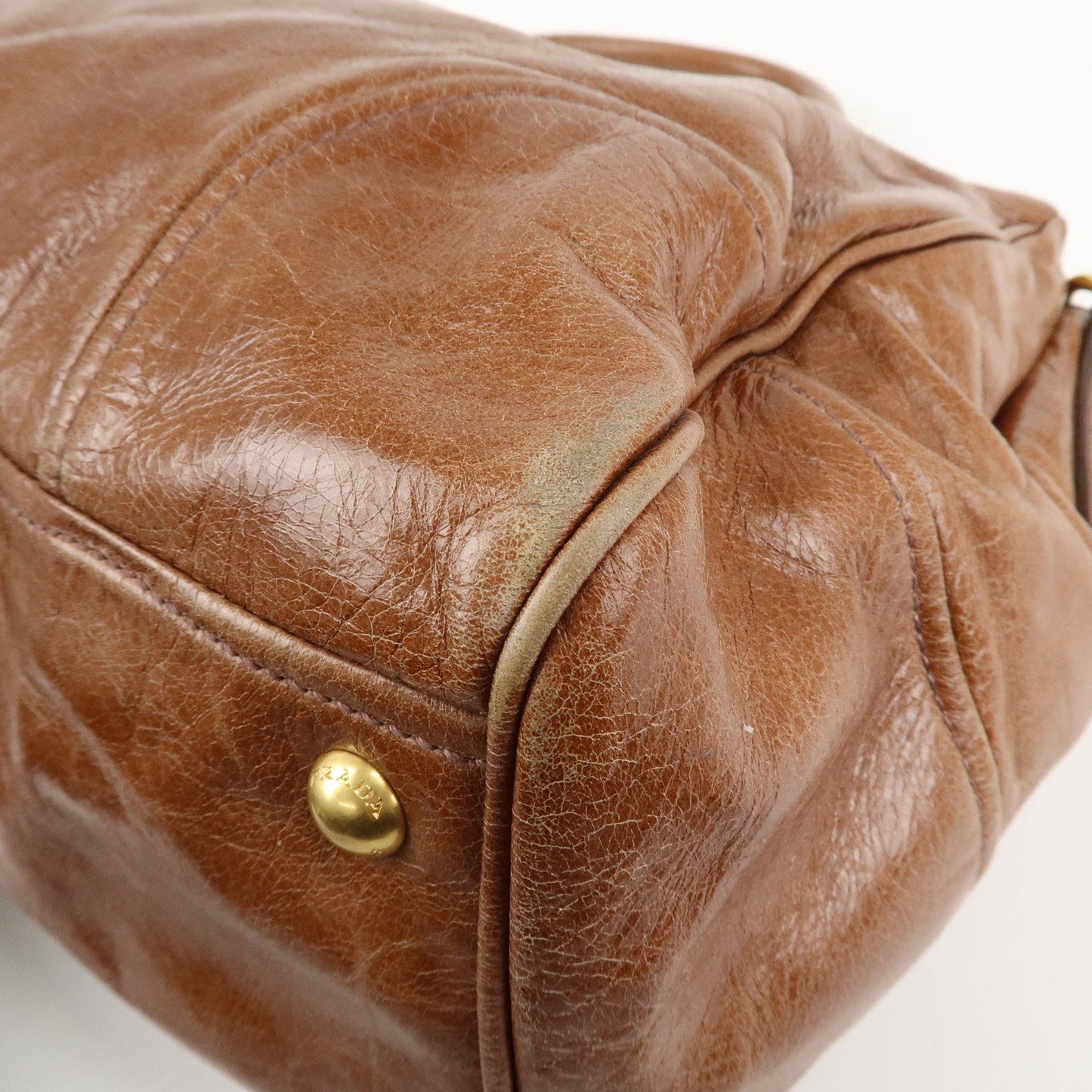 PRADA Leather 2Way Bag Shoulder Bag Hand Bag Brown  d