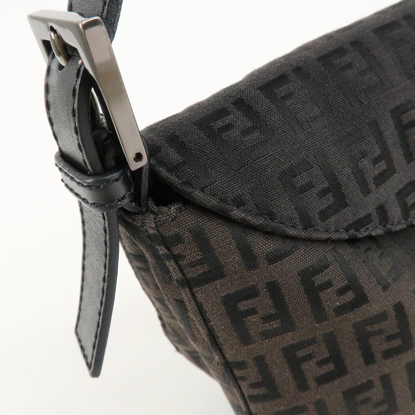 FENDI Mamma Baguette Zucchino Canvas Leather Shoulder Bag 8BR003  d