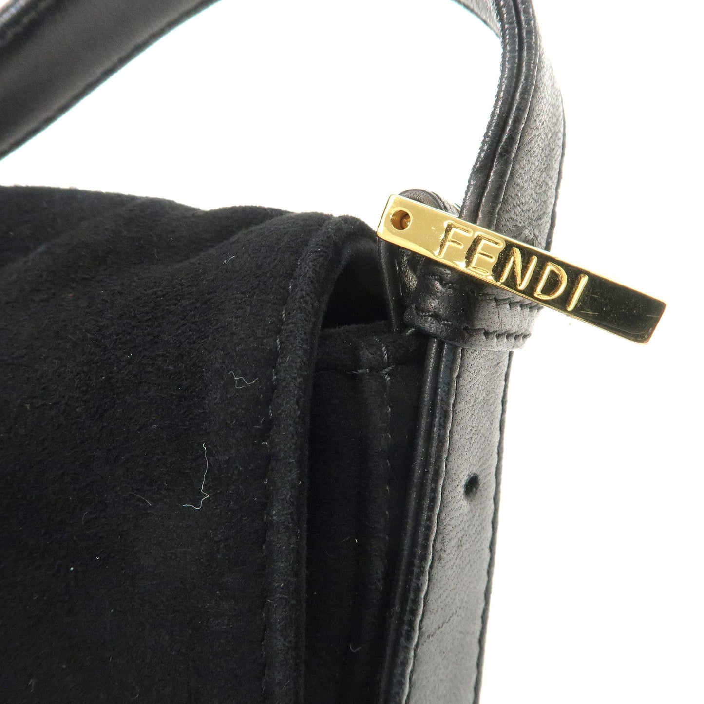 FENDI Mamma Bucket Suede Leather Shoulder Bag Black 26424  d