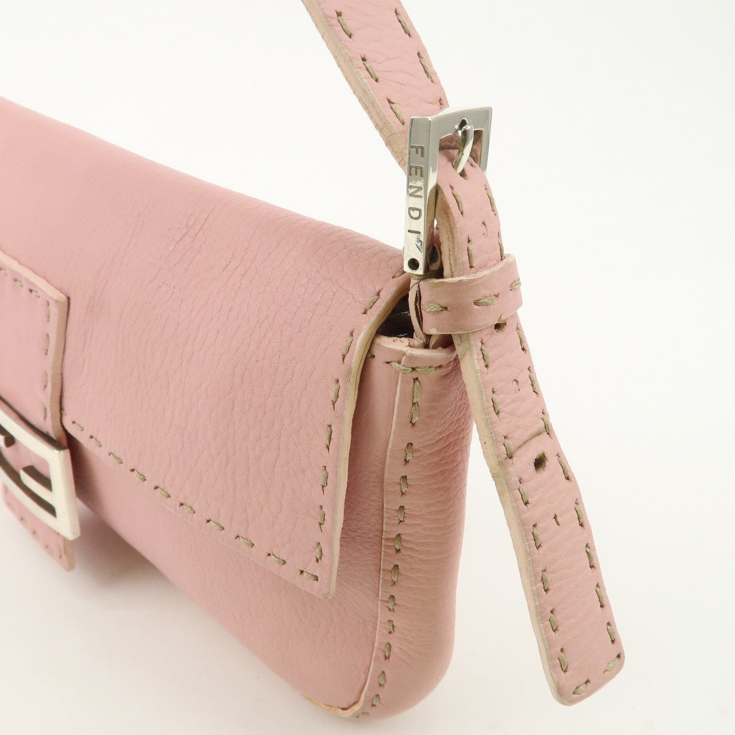 FENDI Selleria Mamma Baguette Leather Shoulder Bag Pink 8BR101  d