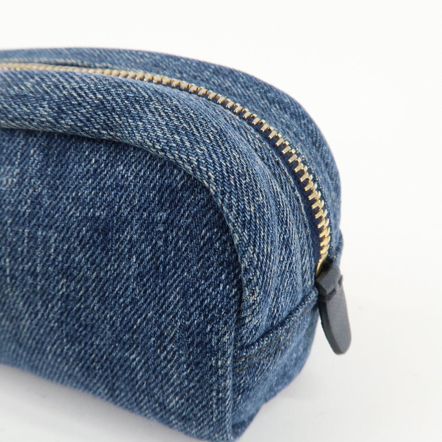 PRADA Logo Canvas Leather Pouch Cosmetic Pouch Blue 1NA175  d